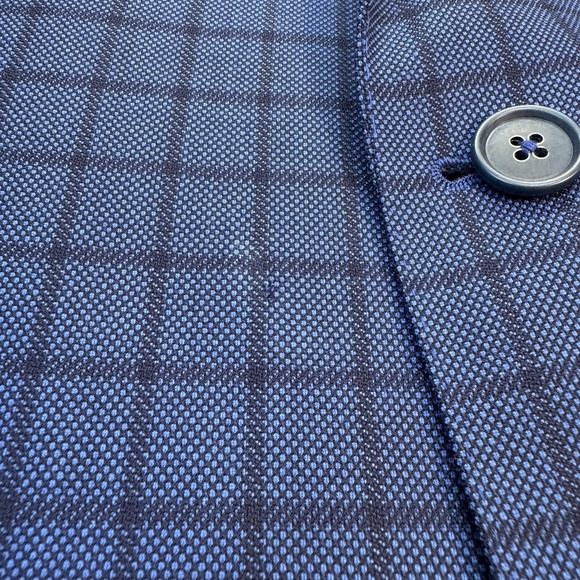 Canaletto‎ Men's 44L Blue Windowpane Wool Sport Coat Vitale Barberis Canonico - Picture 8 of 12
